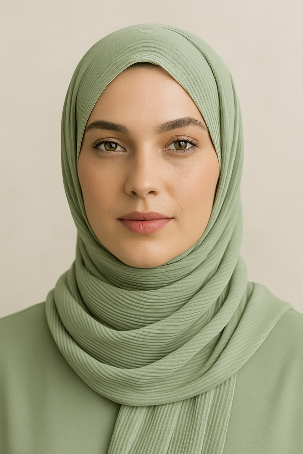 Green Chiffon Pleated Hijab