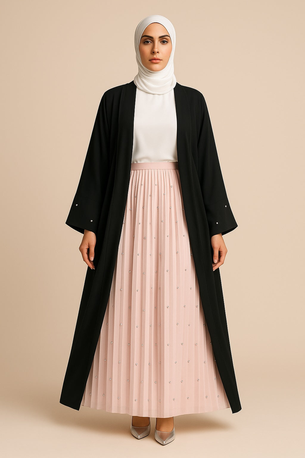 Crystal Embellished Maxi Skirt - Pink