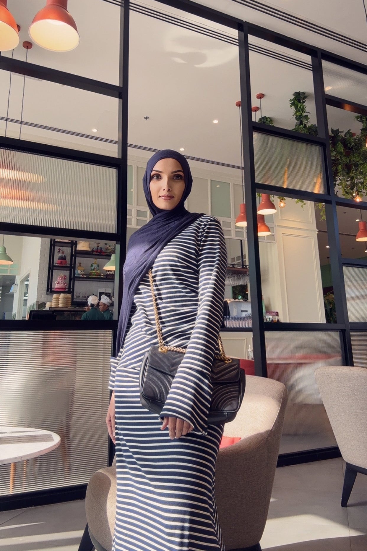 Navy Striped Maxi Dress