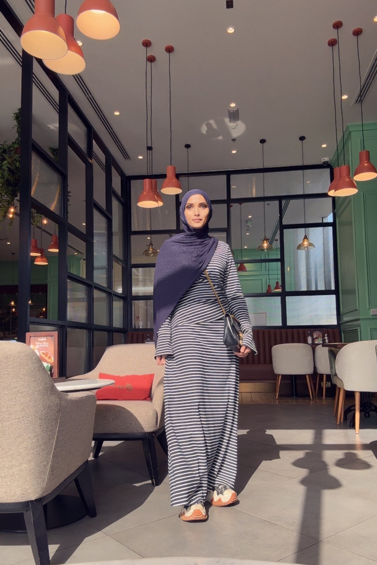 Navy Striped Maxi Dress