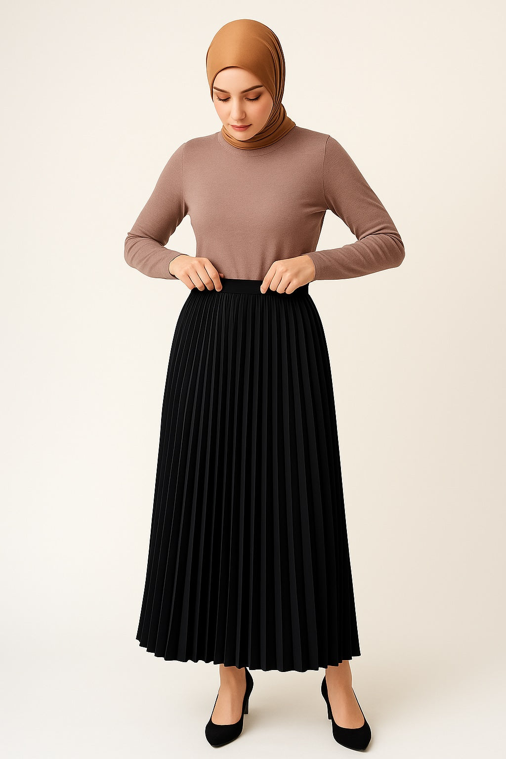 Black Pleated Maxi Skirt