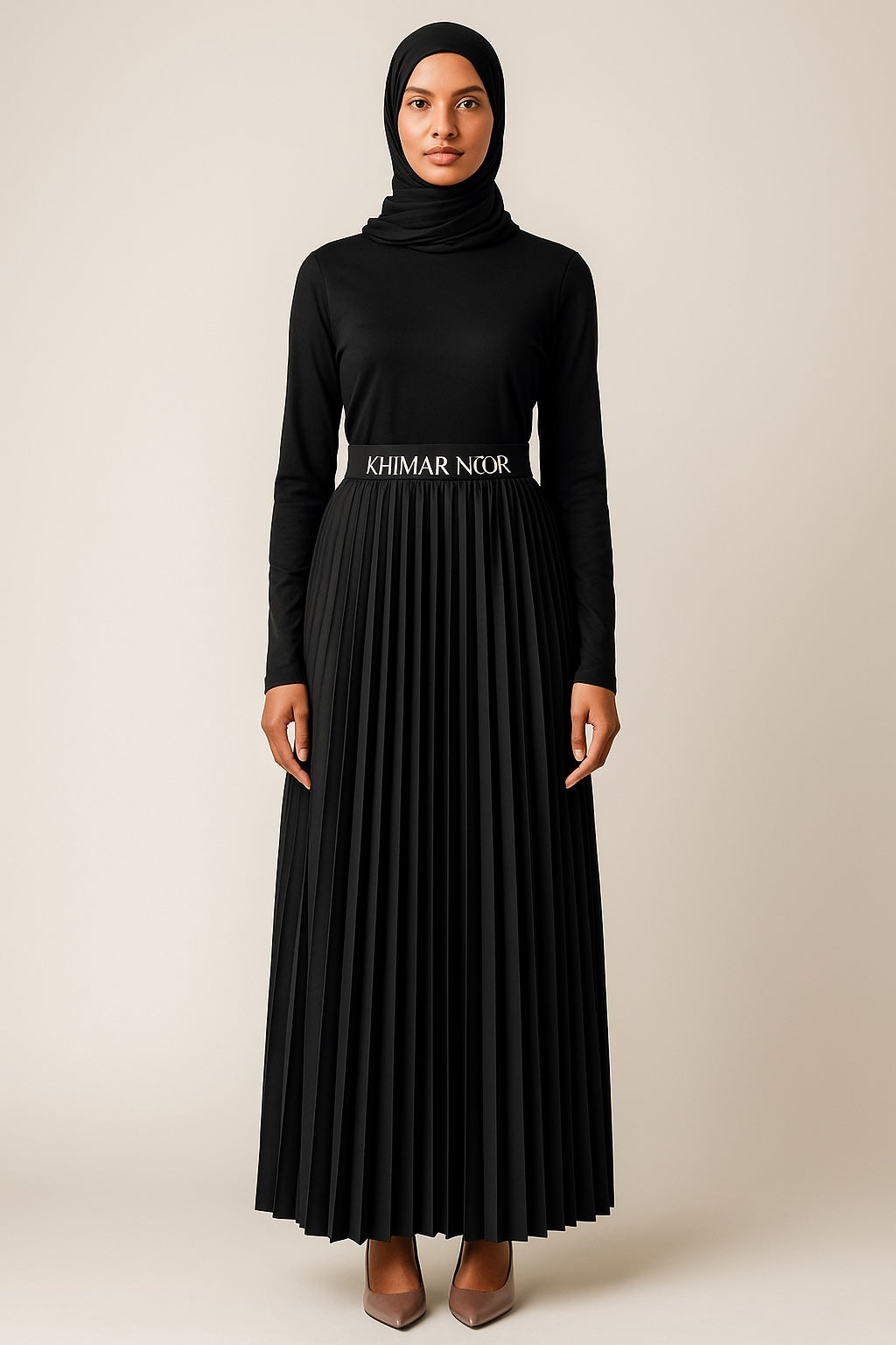 Black Pleated Maxi Skirt