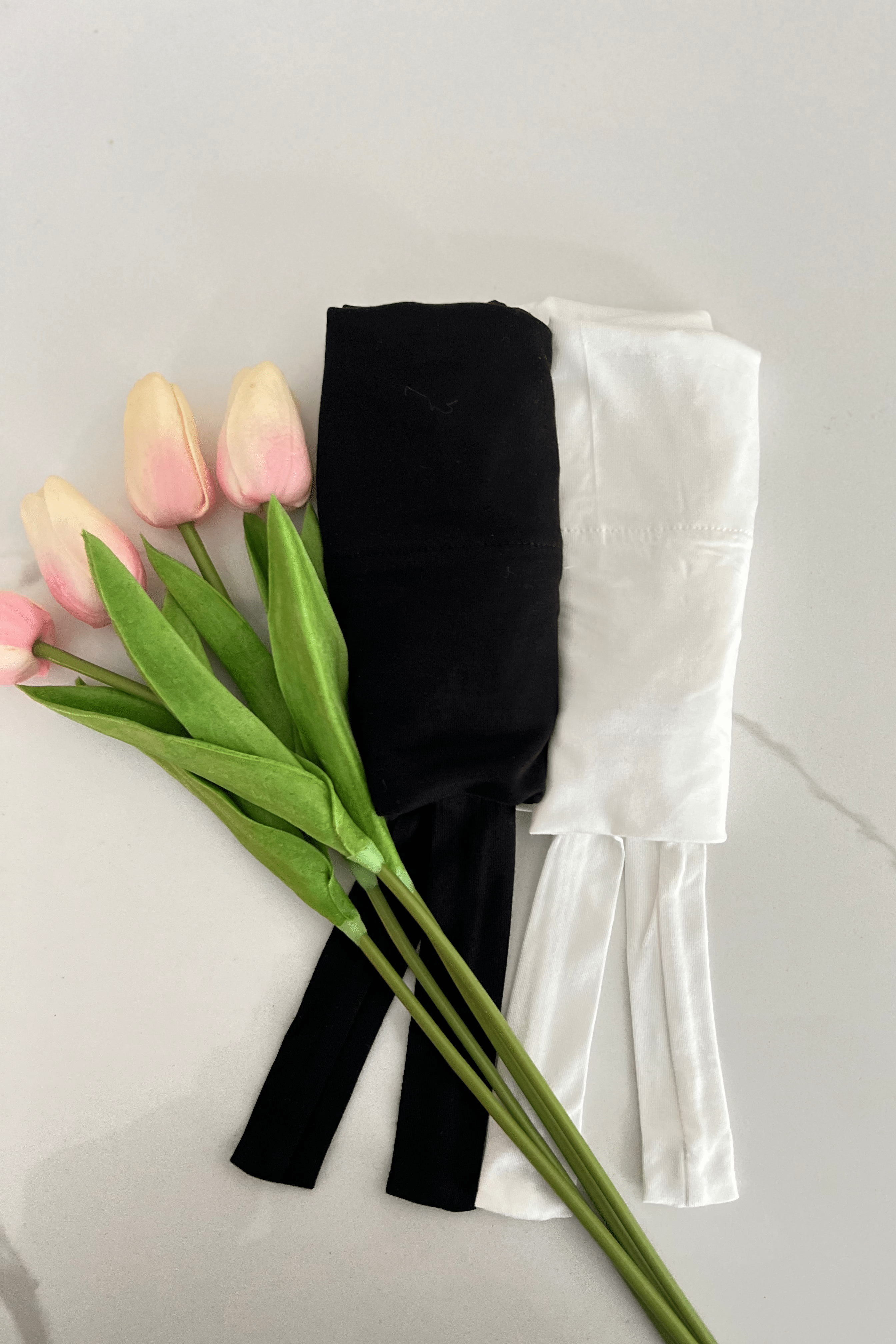 Bamboo Jersey Mesh Tie Back Undercap Set in Black and Ivory