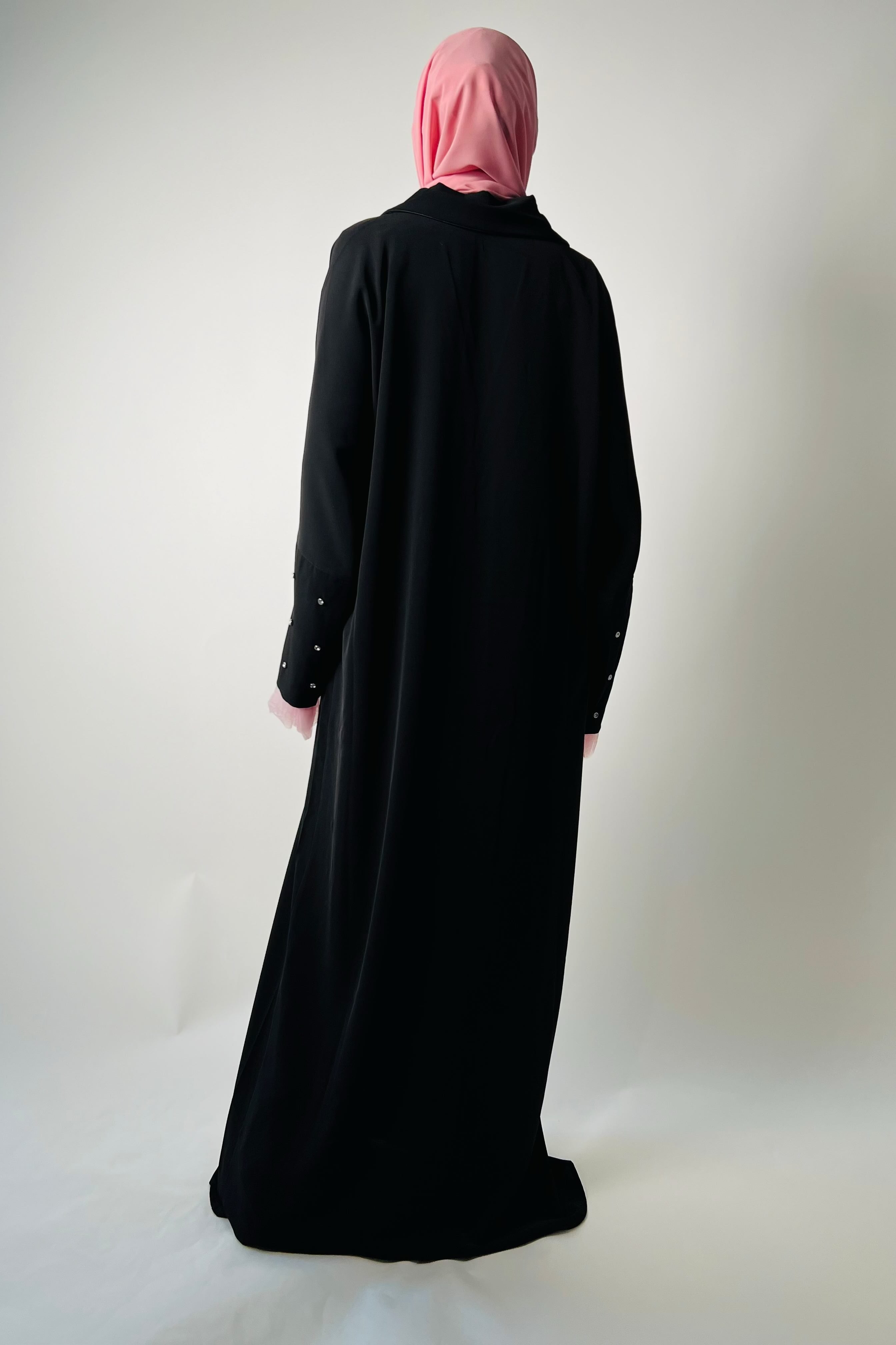 Black Rhinestones Embellished Abaya