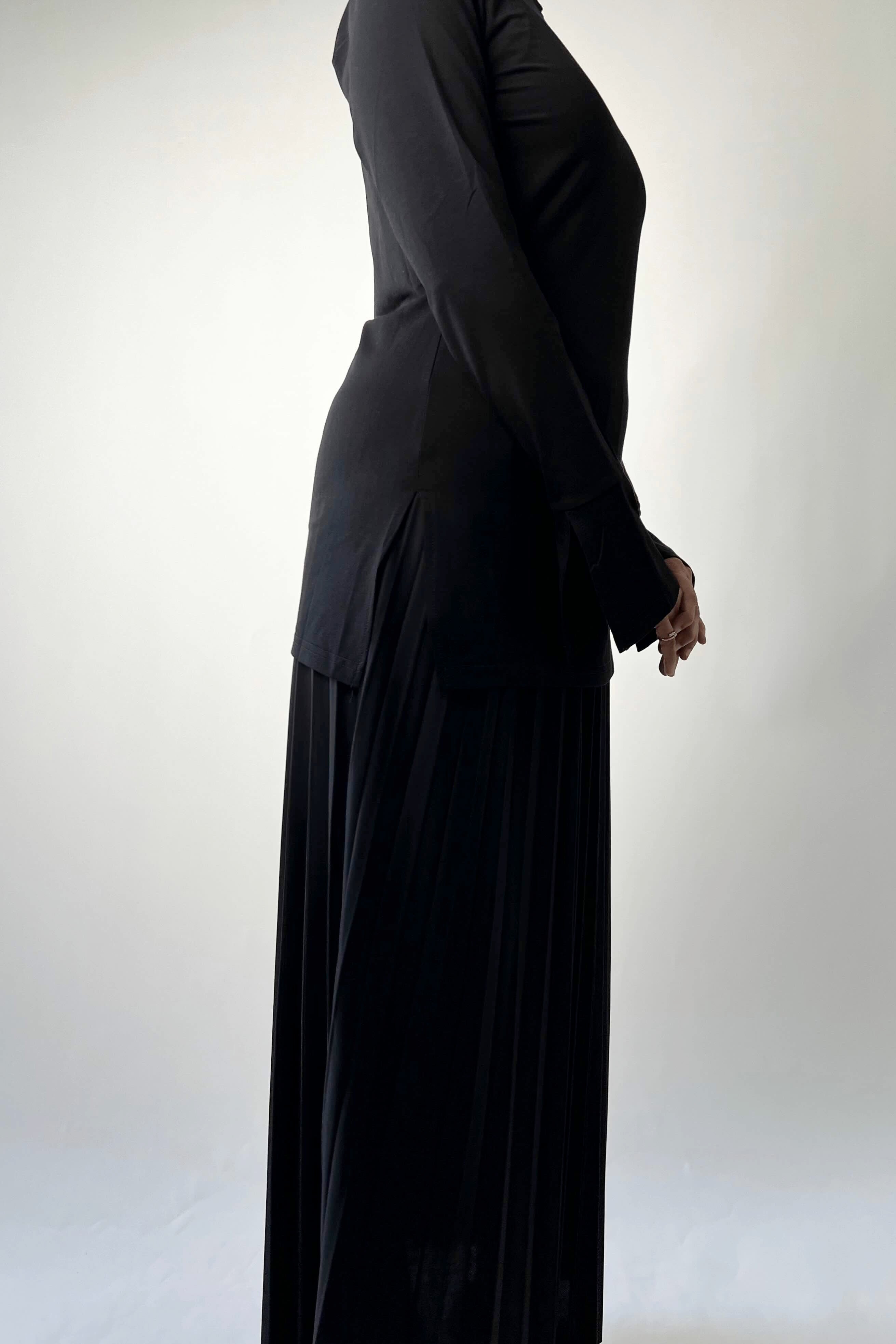 Classic Flare Sleeve Cotton Top - Black