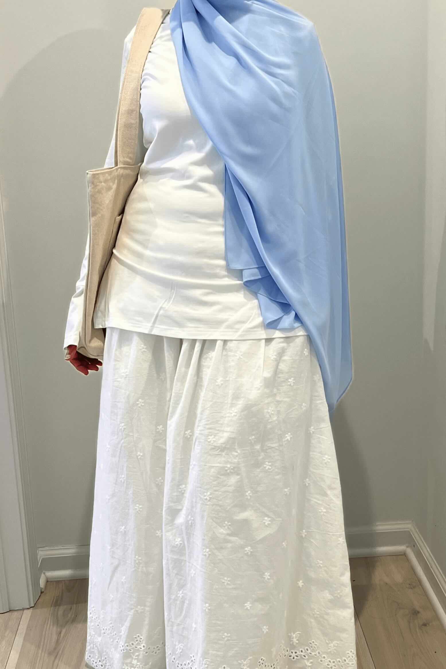 Cotton Eyelet Maxi Skirt - White