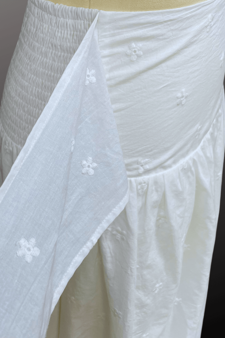 Cotton Eyelet Maxi Skirt - White
