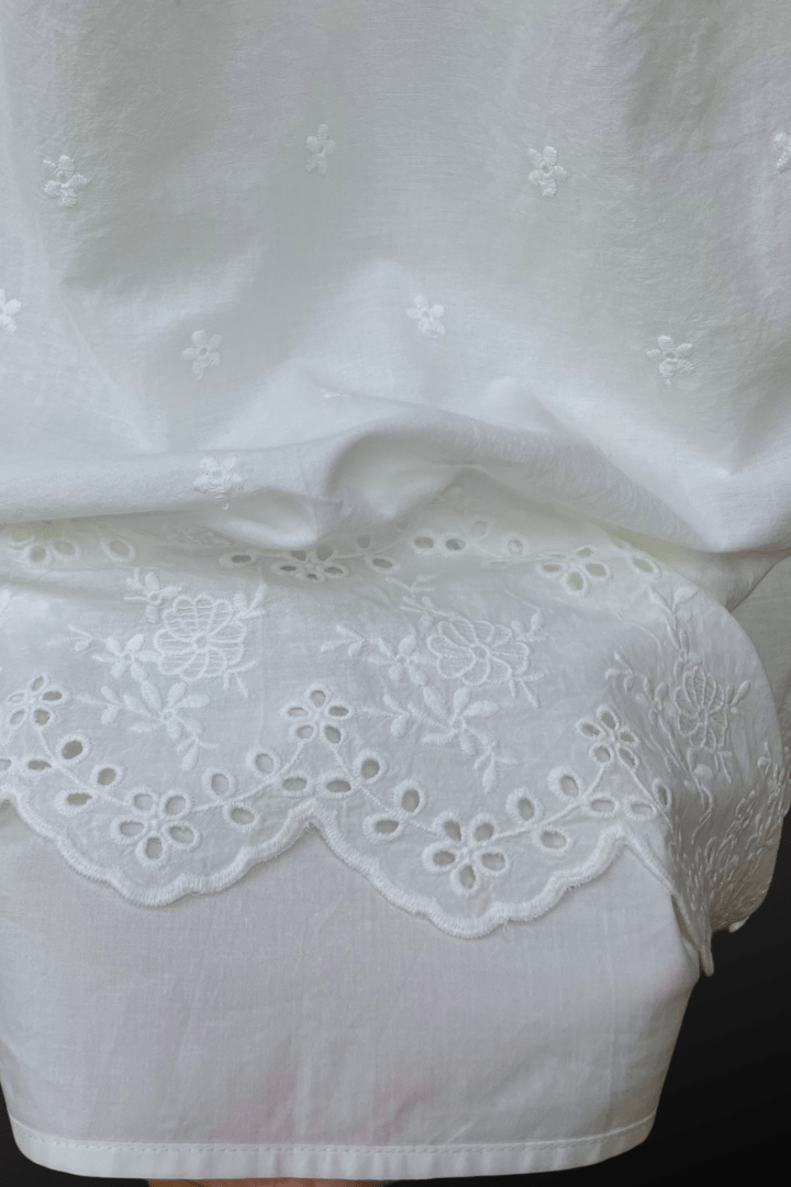 Cotton Eyelet Maxi Skirt - White