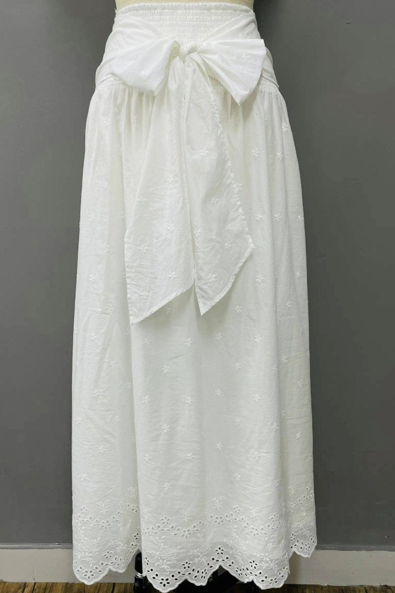 Cotton Eyelet Maxi Skirt - White