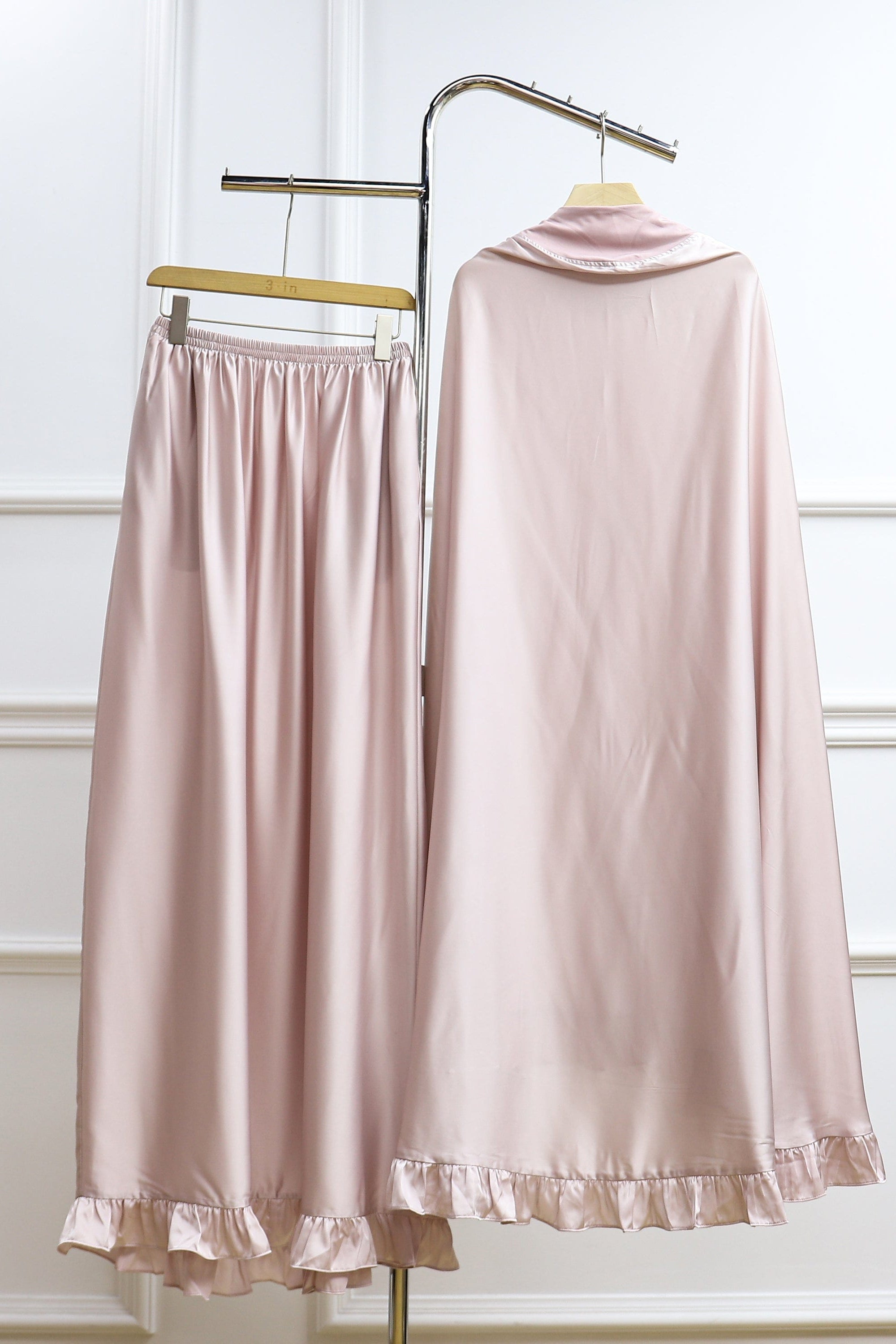 Matte Satin Ruffled Prayerwear - Petal