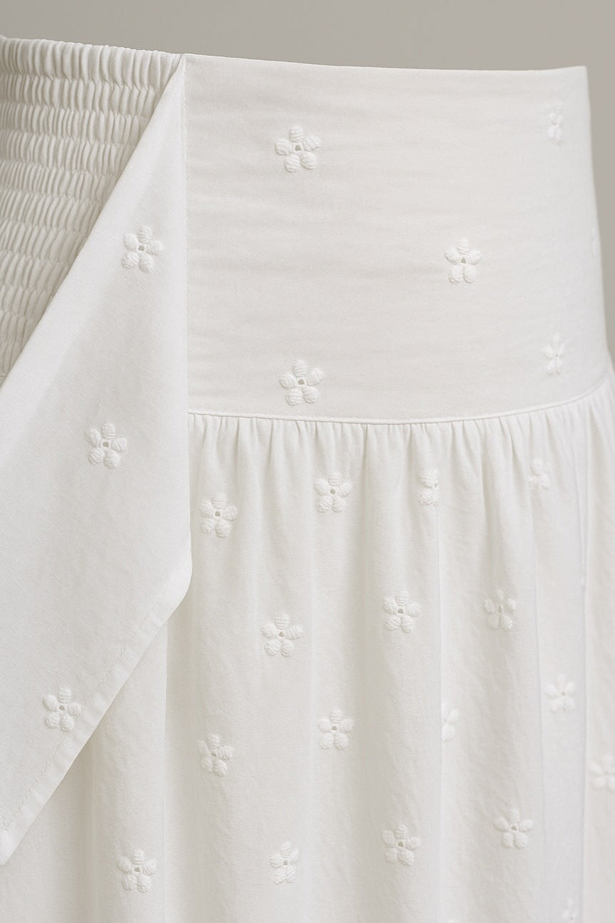 Cotton Eyelet Maxi Skirt - White