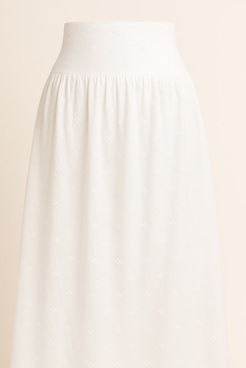 Cotton Eyelet Maxi Skirt - White