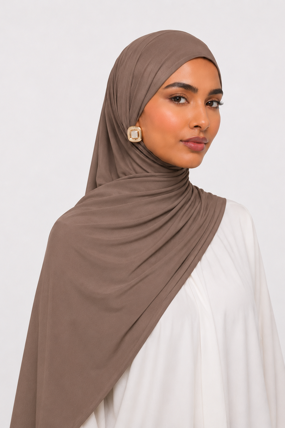 OEKO-TEX™ Bamboo Jersey - Cocoa Taupe, summer Hijab, office HIjab, instant hijab, cotton hijab