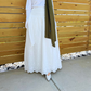 Off-White Eyelet Maxi Skirt with Pockets and Belt