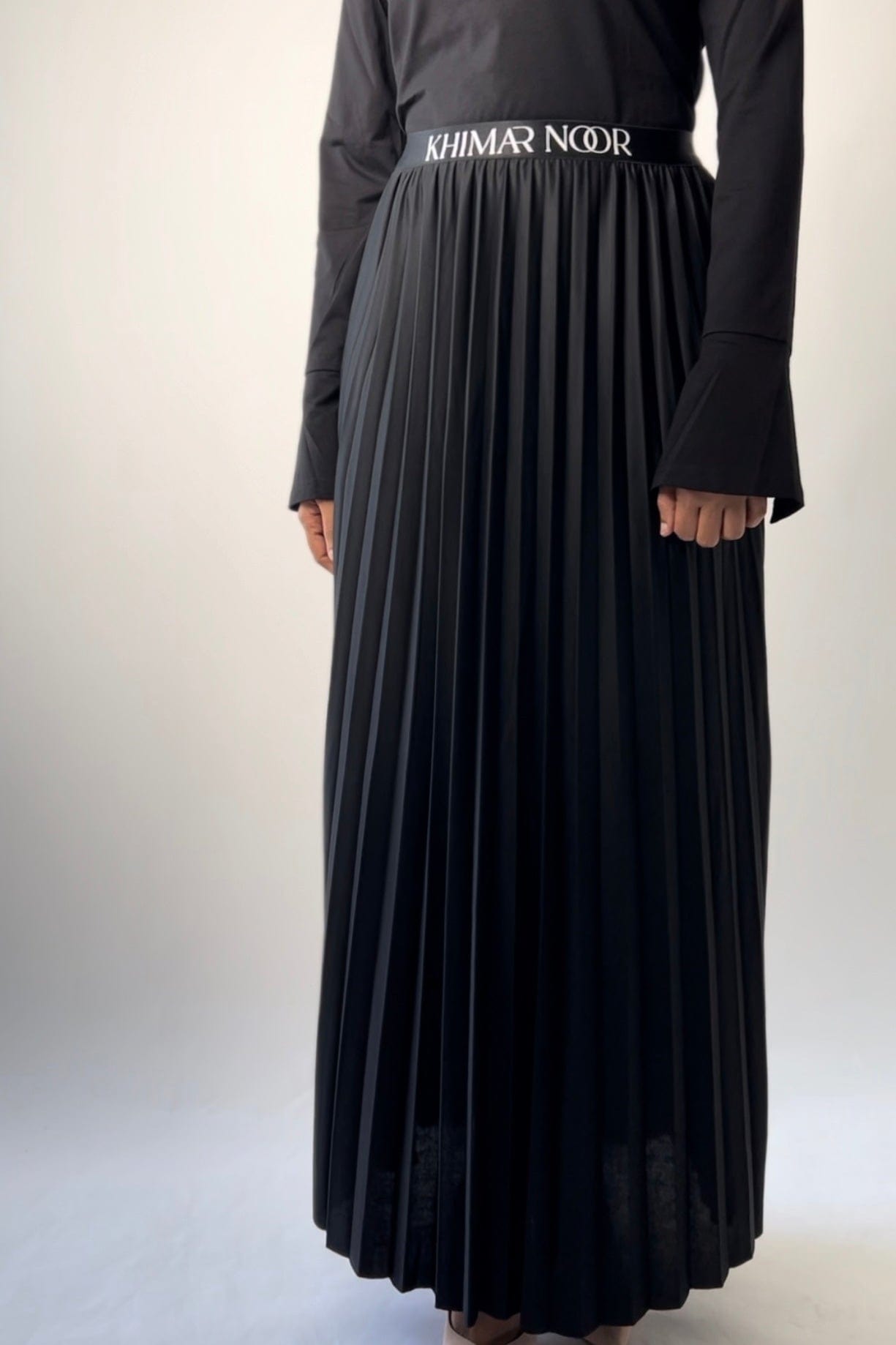 Black Pleated Maxi Skirt