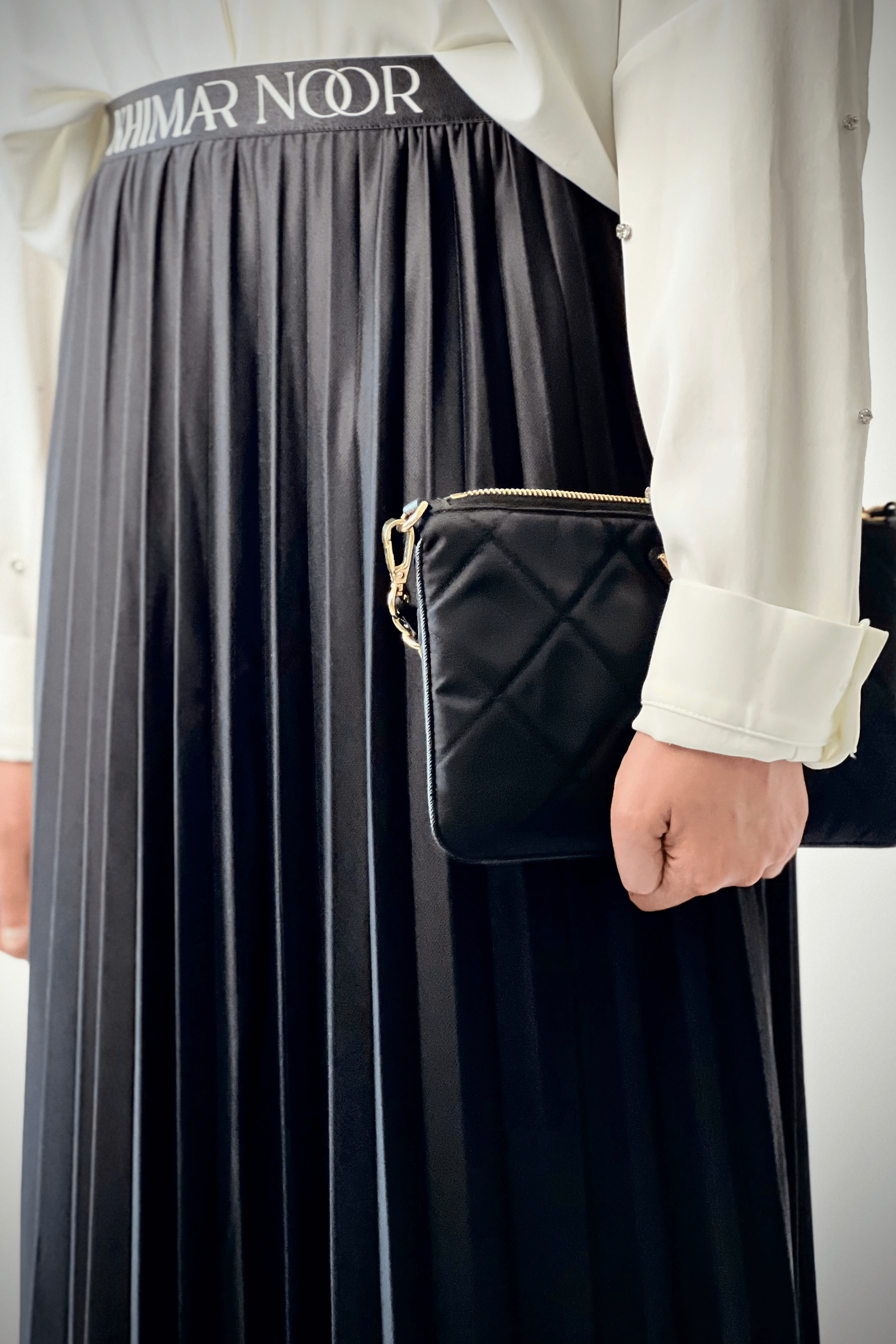 Black Pleated Maxi Skirt