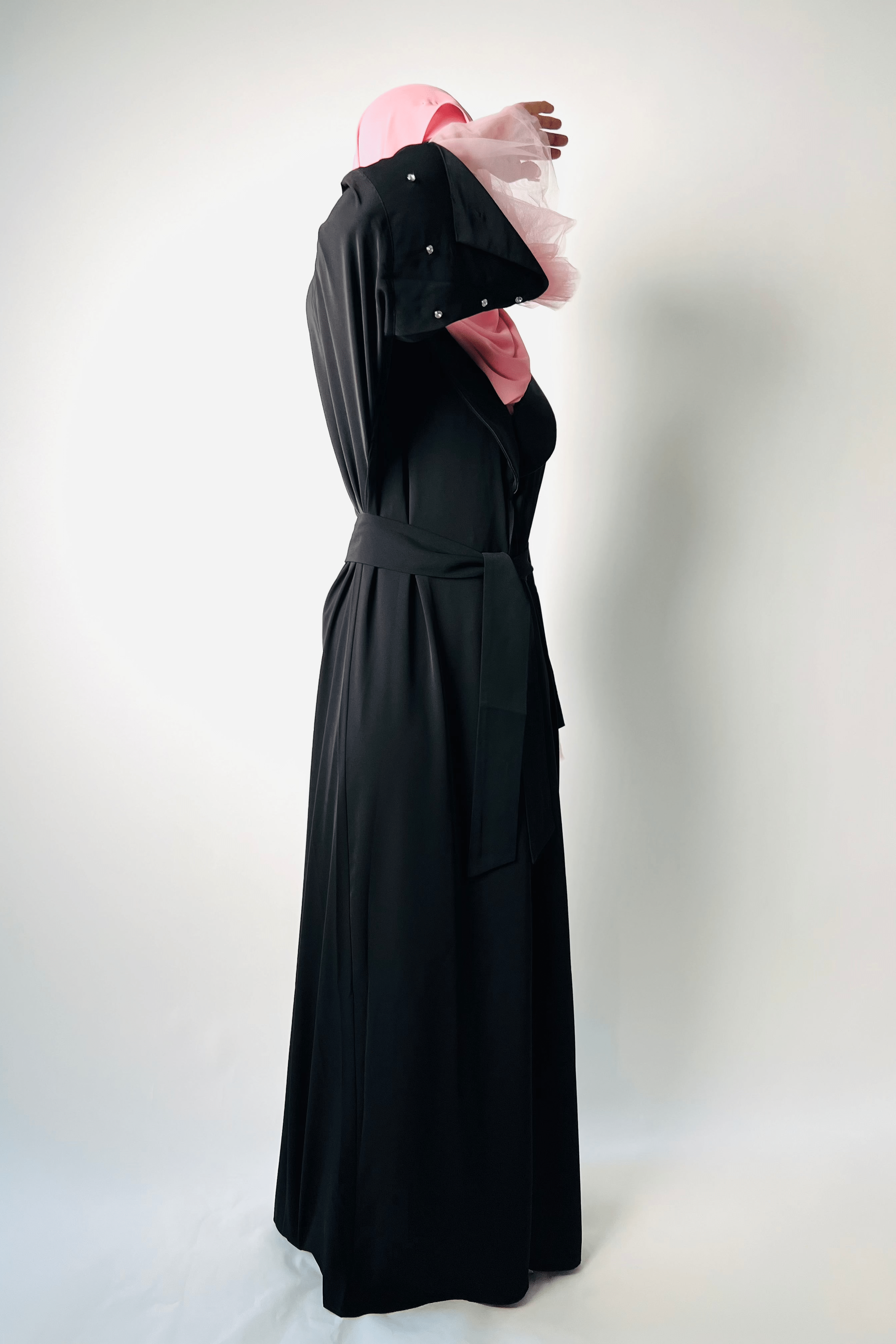 Black Rhinestones Embellished Abaya