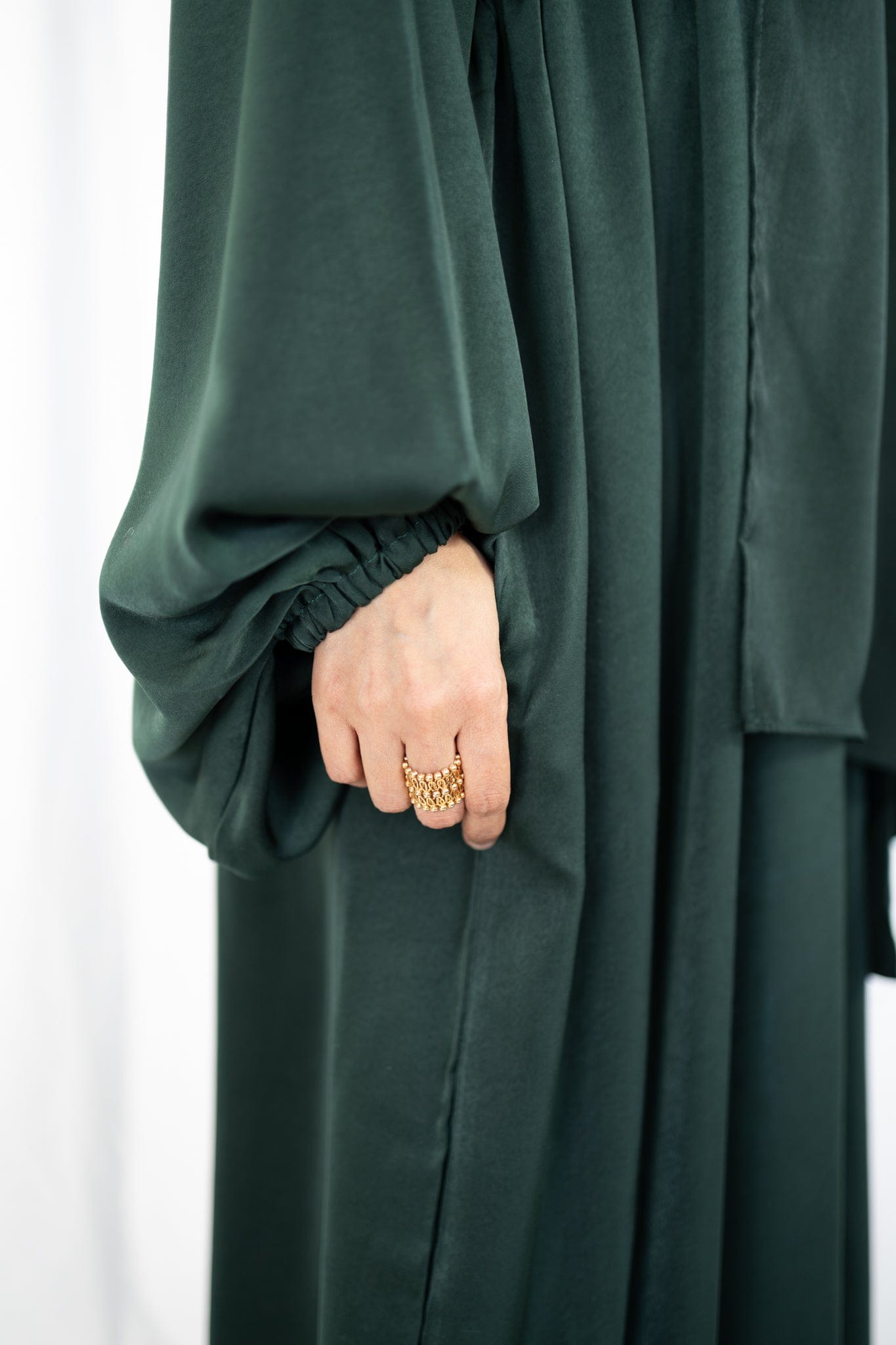 Matte Satin Abaya Hijab Set - Emerald Green