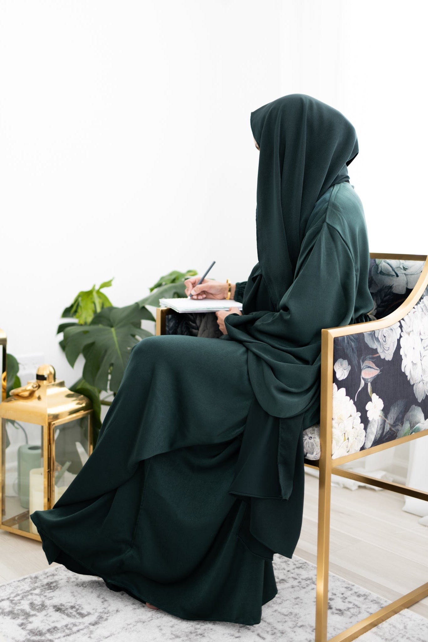 Matte Satin Abaya Hijab Set - Emerald Green