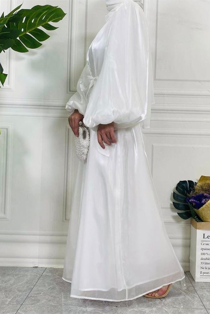 White Silk Maxi Dress with Inner